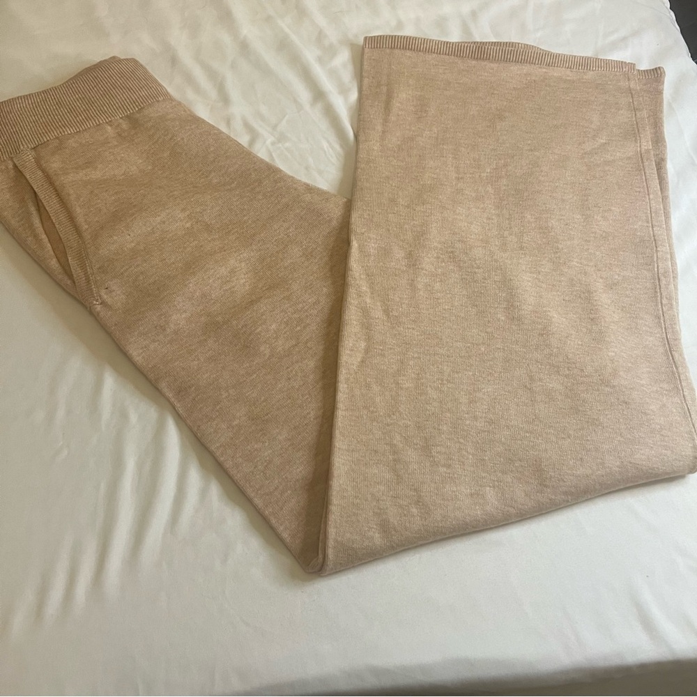 White Birch Women’s XL Beige Knit Wide Leg Pull-On Lounge Pants Cozy Neutral‎